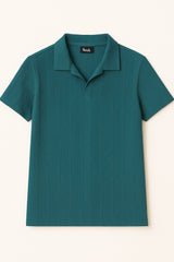 CABEL KNIT CUT NECK POLO T-SHIRT