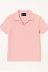 CABEL KNIT CUT NECK POLO T-SHIRT