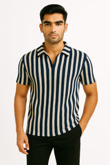 CUT NECK STRIPS POLO