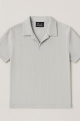 CABEL KNIT CUT NECK POLO T-SHIRT