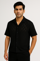 Boys Oversized See-Through Baggy Crop-Cut Button-Down Shirt