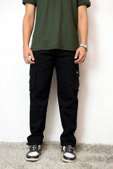 Black Twill Relax fit Six Pocket Cargo