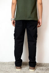 Black Twill Relax fit Six Pocket Cargo
