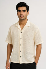 Boys Oversized See-Through Baggy Crop-Cut Button-Down Shirt