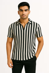 CUT NECK STRIPS POLO