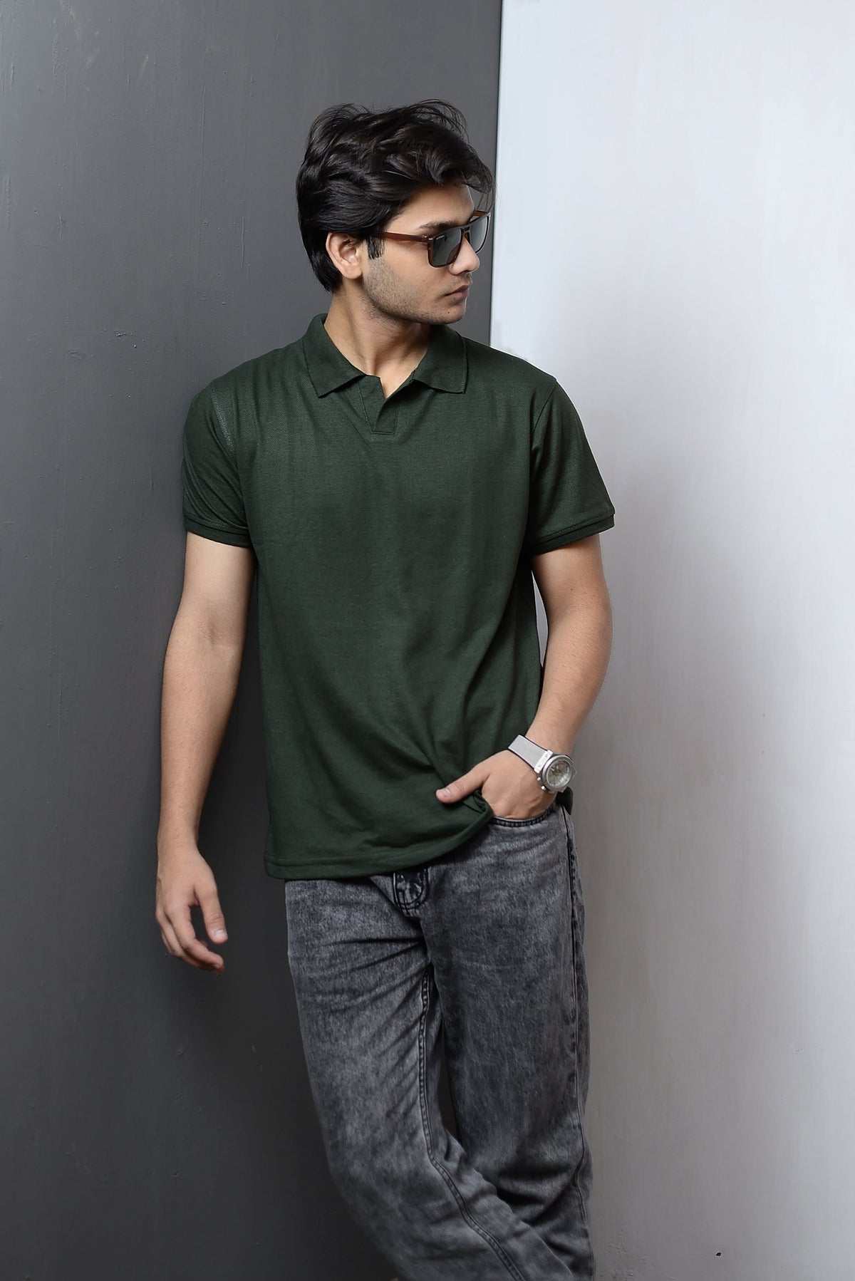 JOHNNY COLLAR POLO-GRN