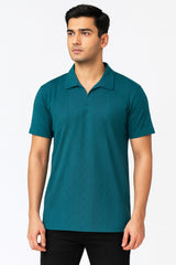 CABEL KNIT CUT NECK POLO T-SHIRT