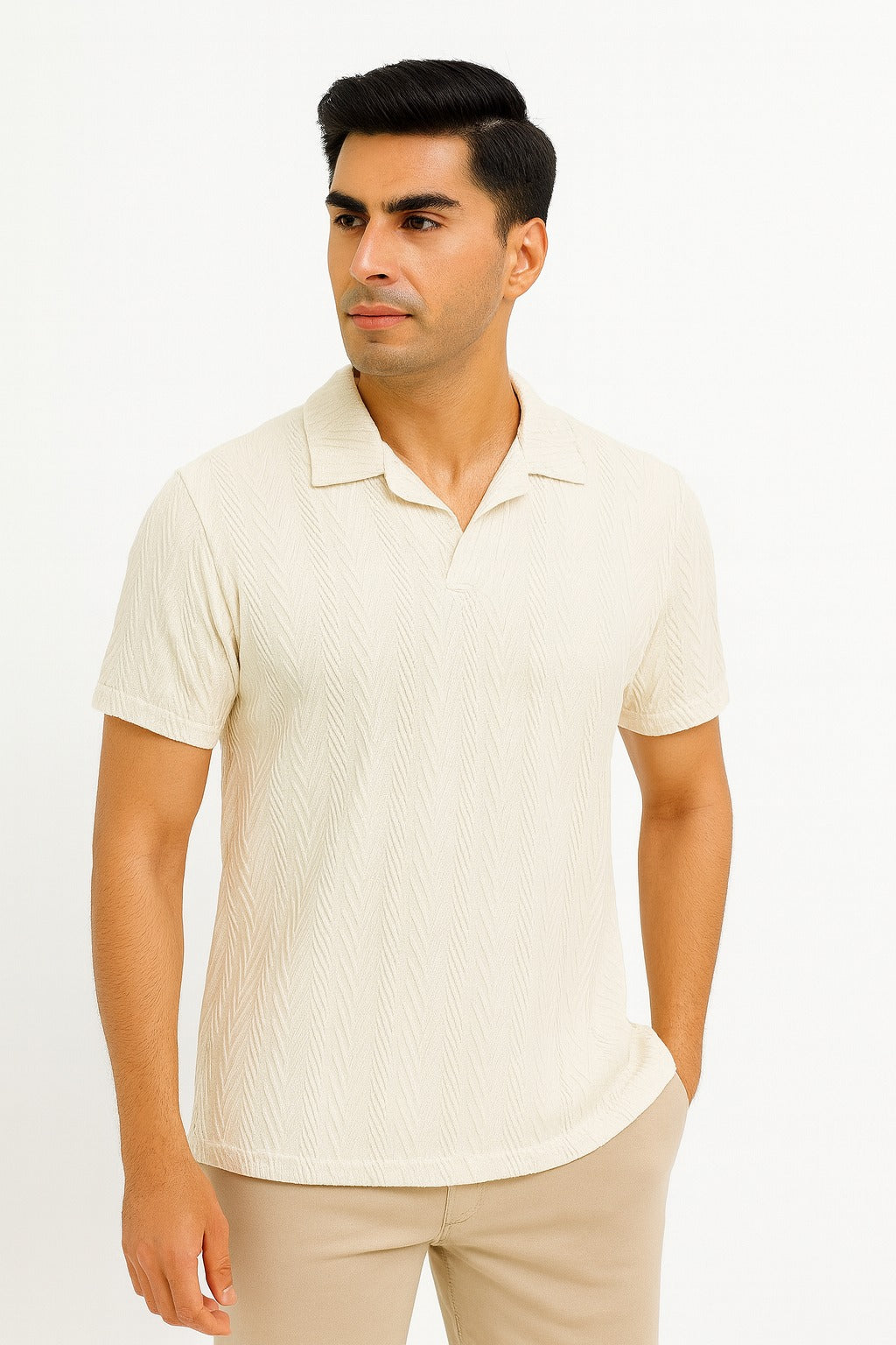 TQCOQU STYLE CUT NECK POLO T-SHIRT
