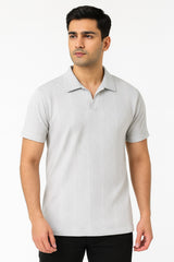 CABEL KNIT CUT NECK POLO T-SHIRT