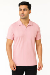 CABEL KNIT CUT NECK POLO T-SHIRT